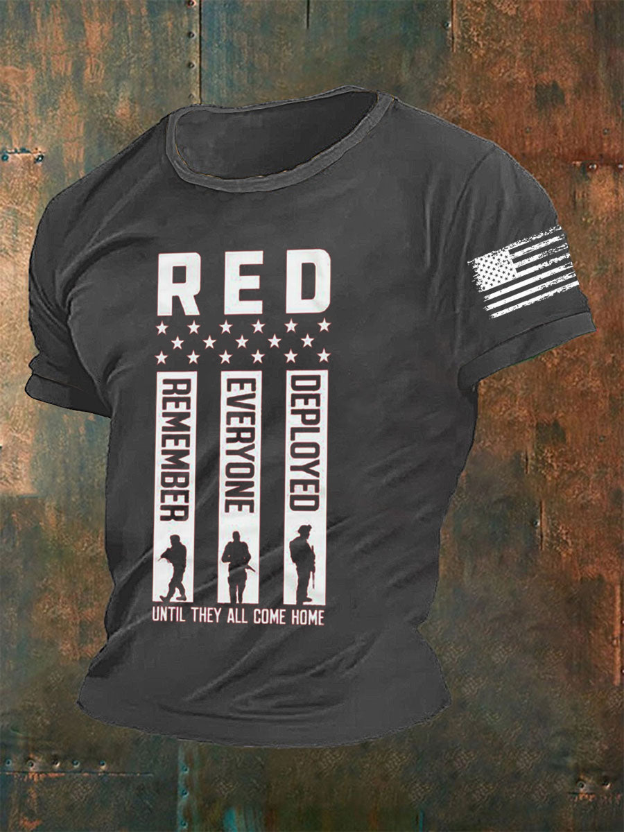 Men's Red Remember Everyone Deployed T-shirt