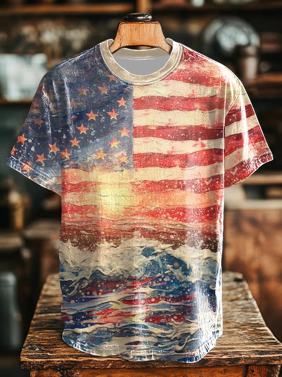 Unisex USA Flag Art Short Sleeve T-Shirt