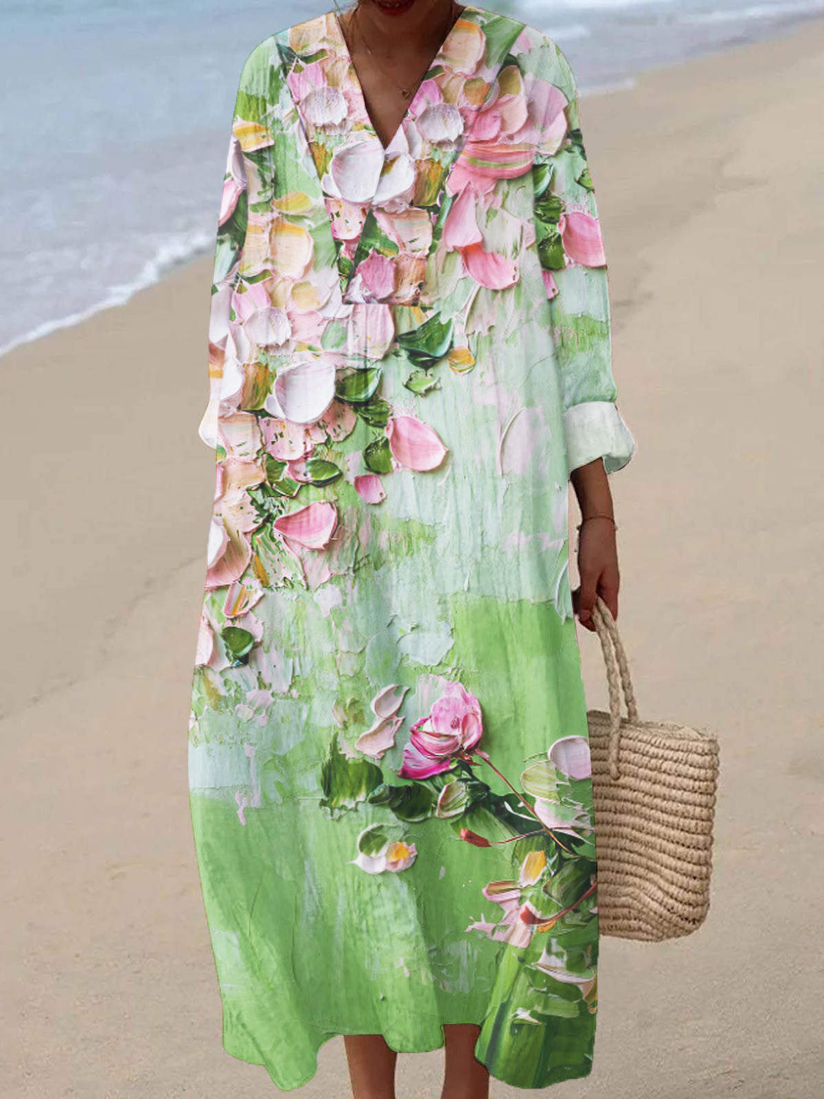 Women's Floral Art Print Loose Casual 4/3 Dresses