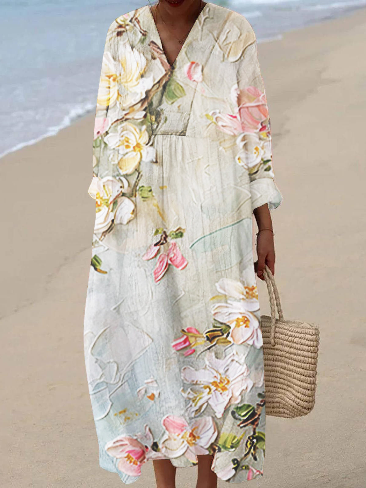 Women's Floral Art Print Loose Casual 4/3 Dresses