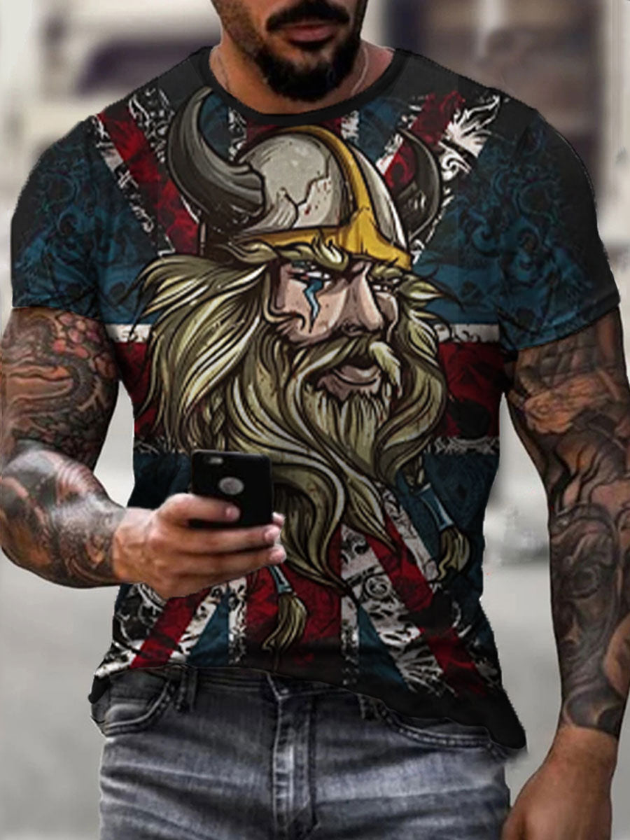 Men's British Viking Print Casual T-Shirt