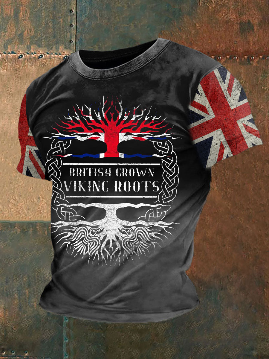 Men's British Viking Print Casual T-Shirt