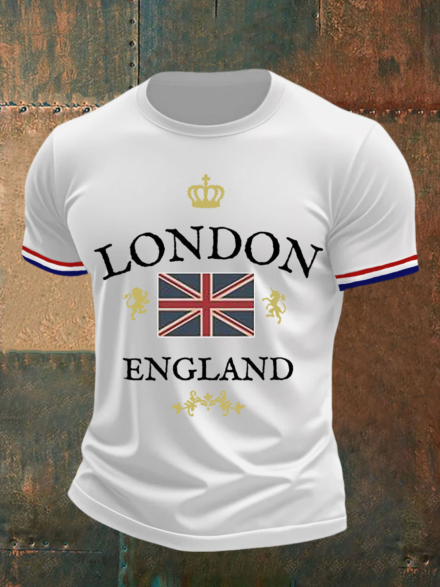 Men's England Print Casual Tee