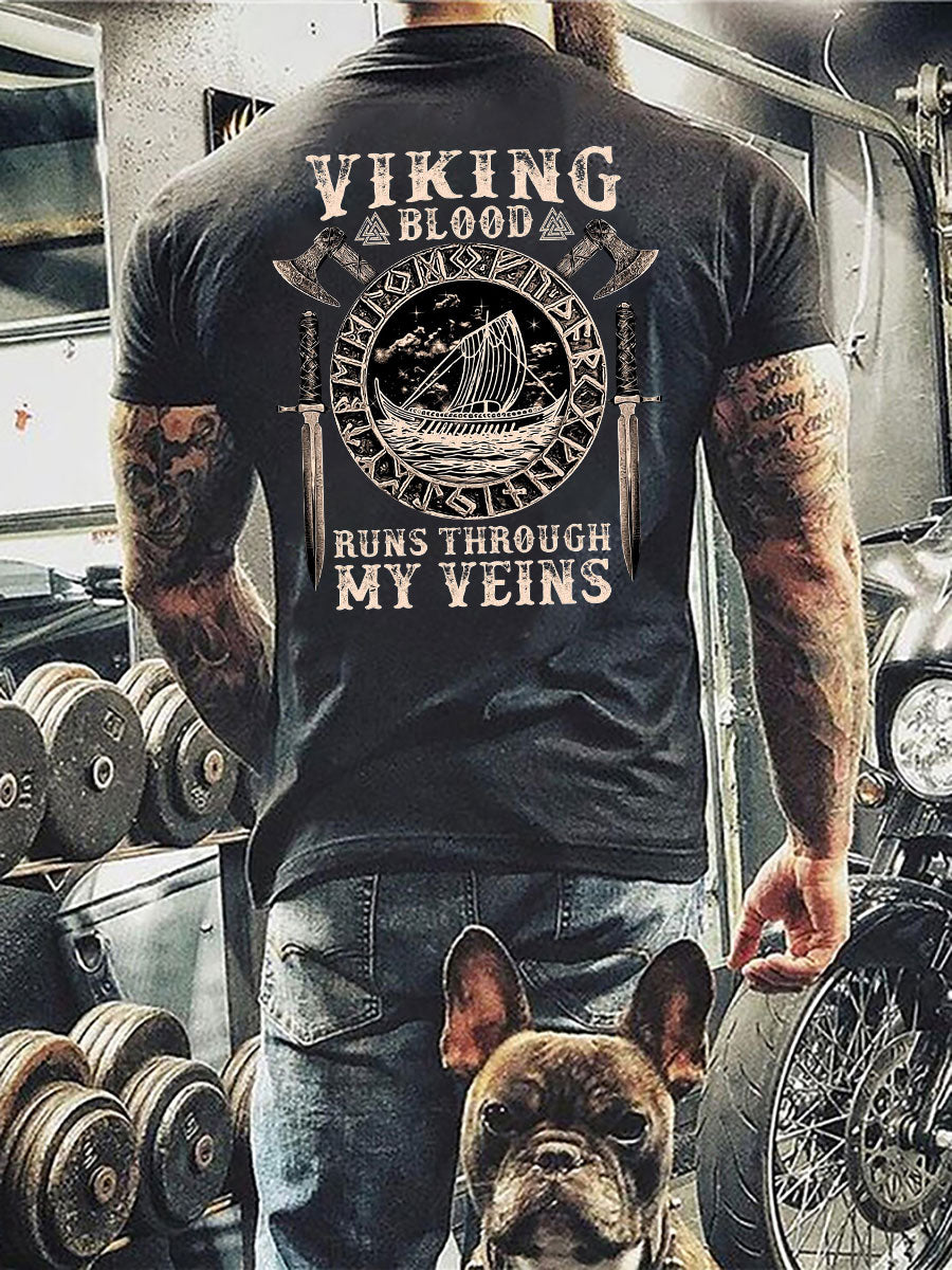 Men's British Viking Print Casual T-Shirt