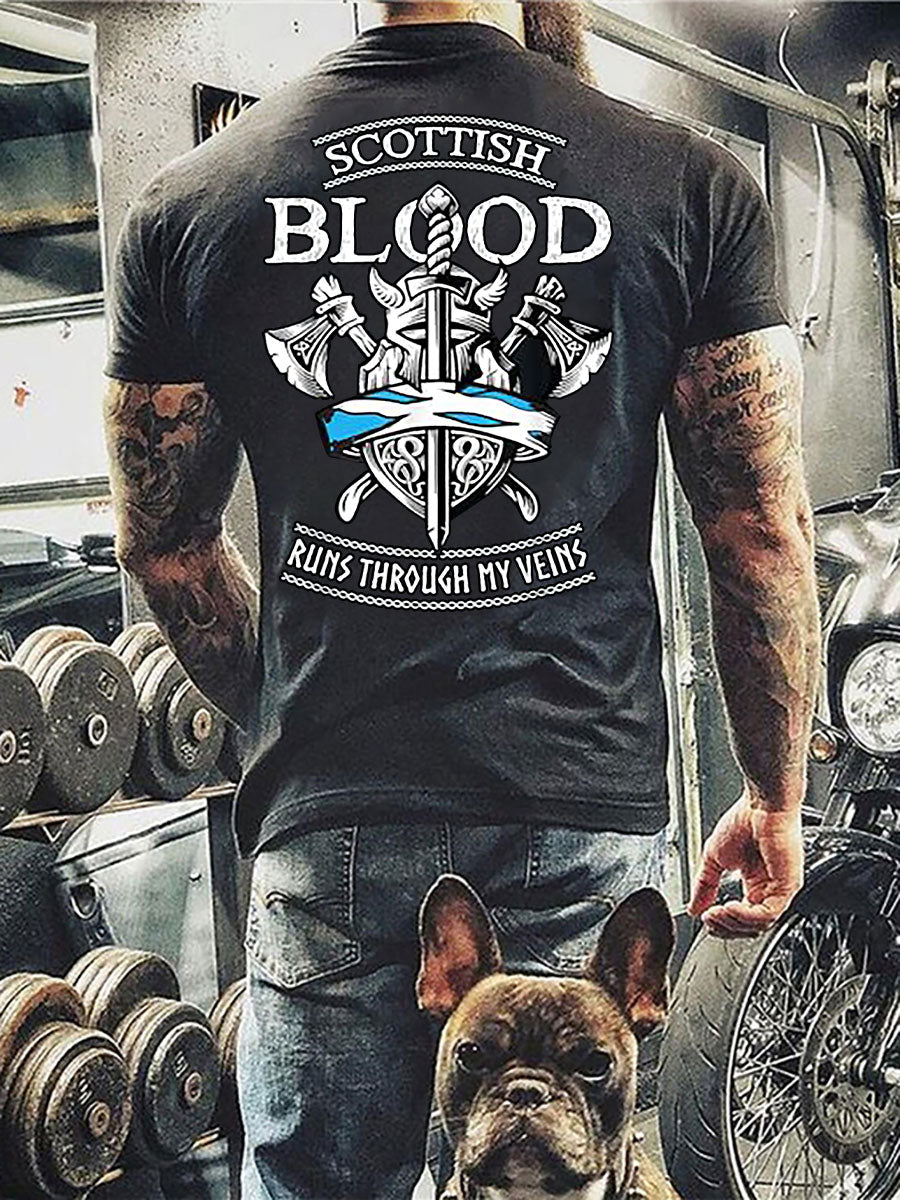 Men's Scottish Viking Print Casual T-shirt