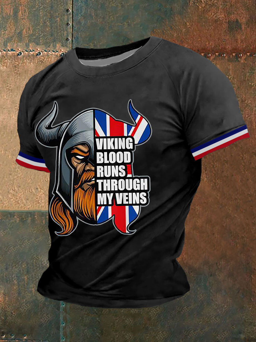 Men's British Viking Print Casual T-Shirt