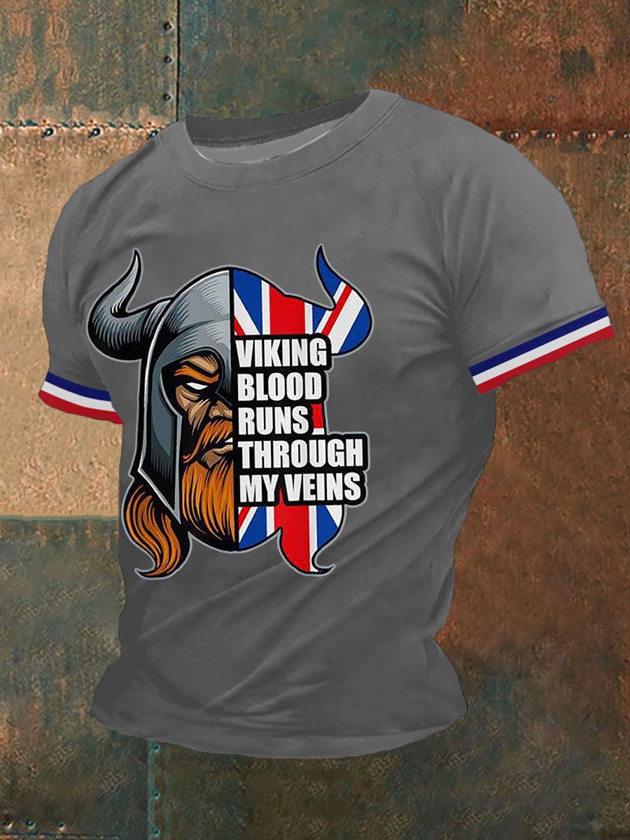 Men's British Viking Print Casual T-Shirt