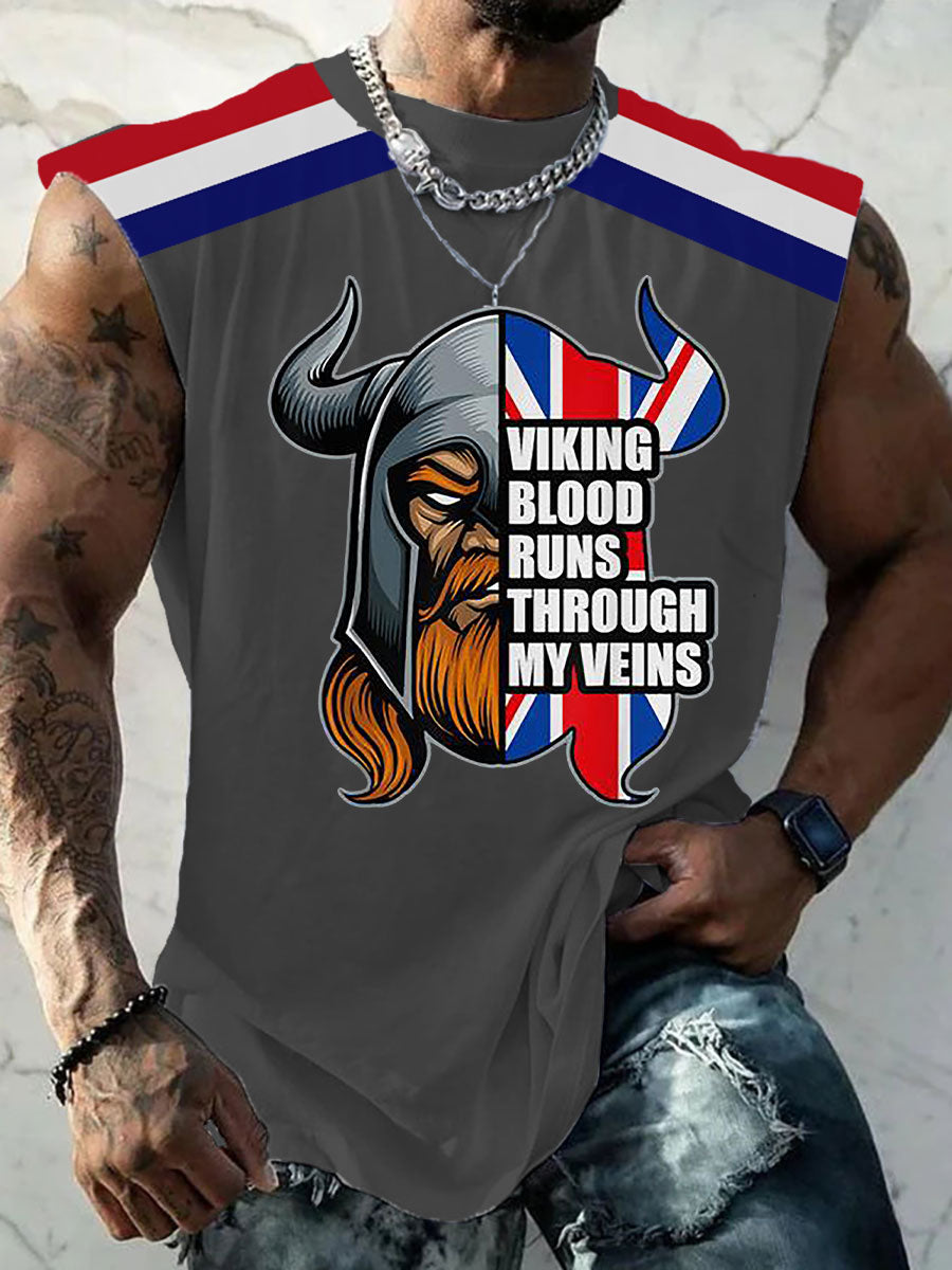 Men's British Viking Print Casual Vest