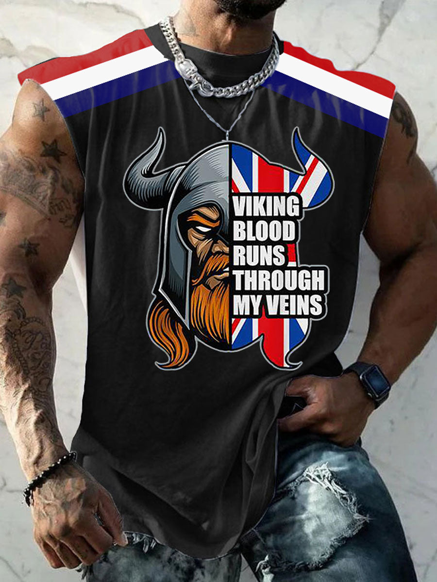 Men's British Viking Print Casual Vest
