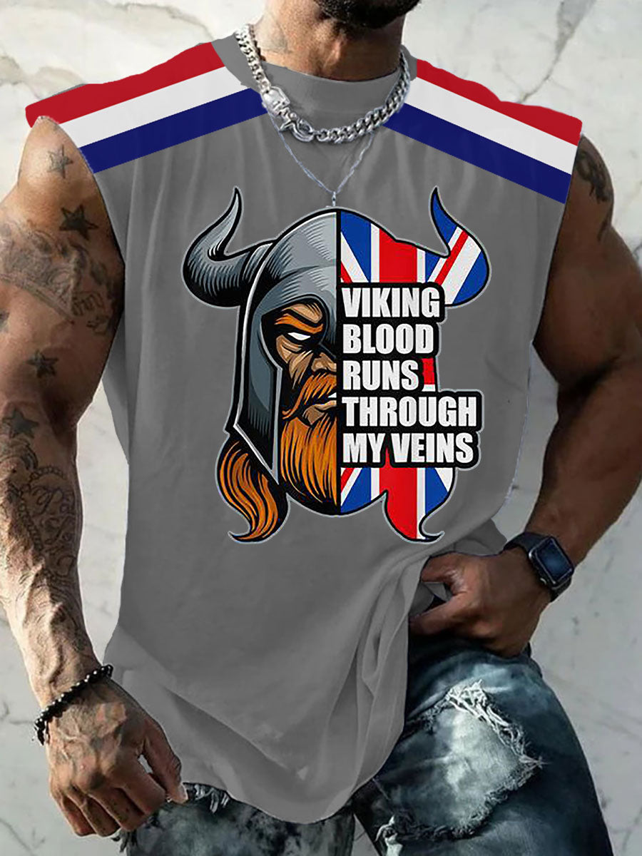 Men's British Viking Print Casual Vest
