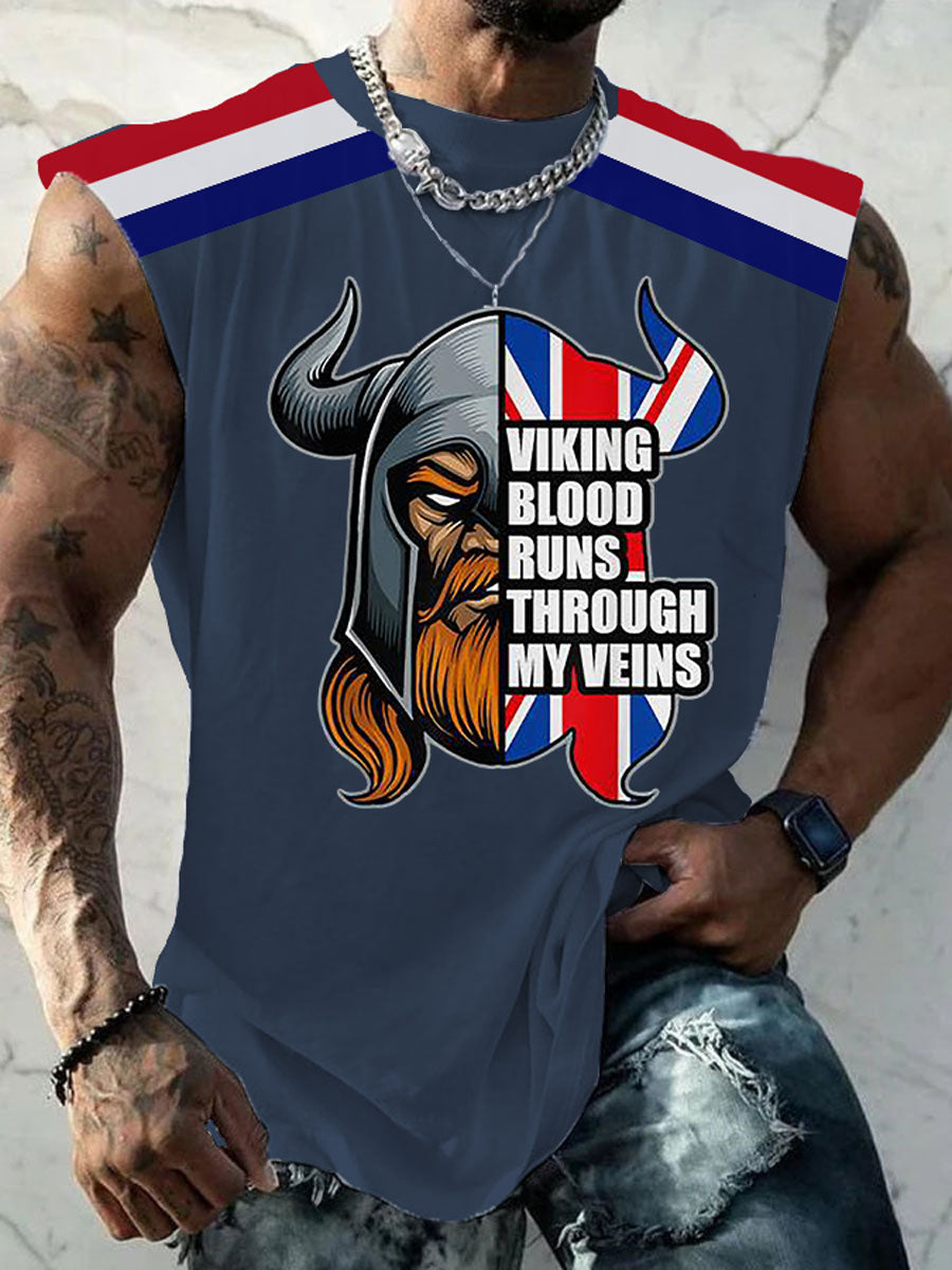 Men's British Viking Print Casual Vest
