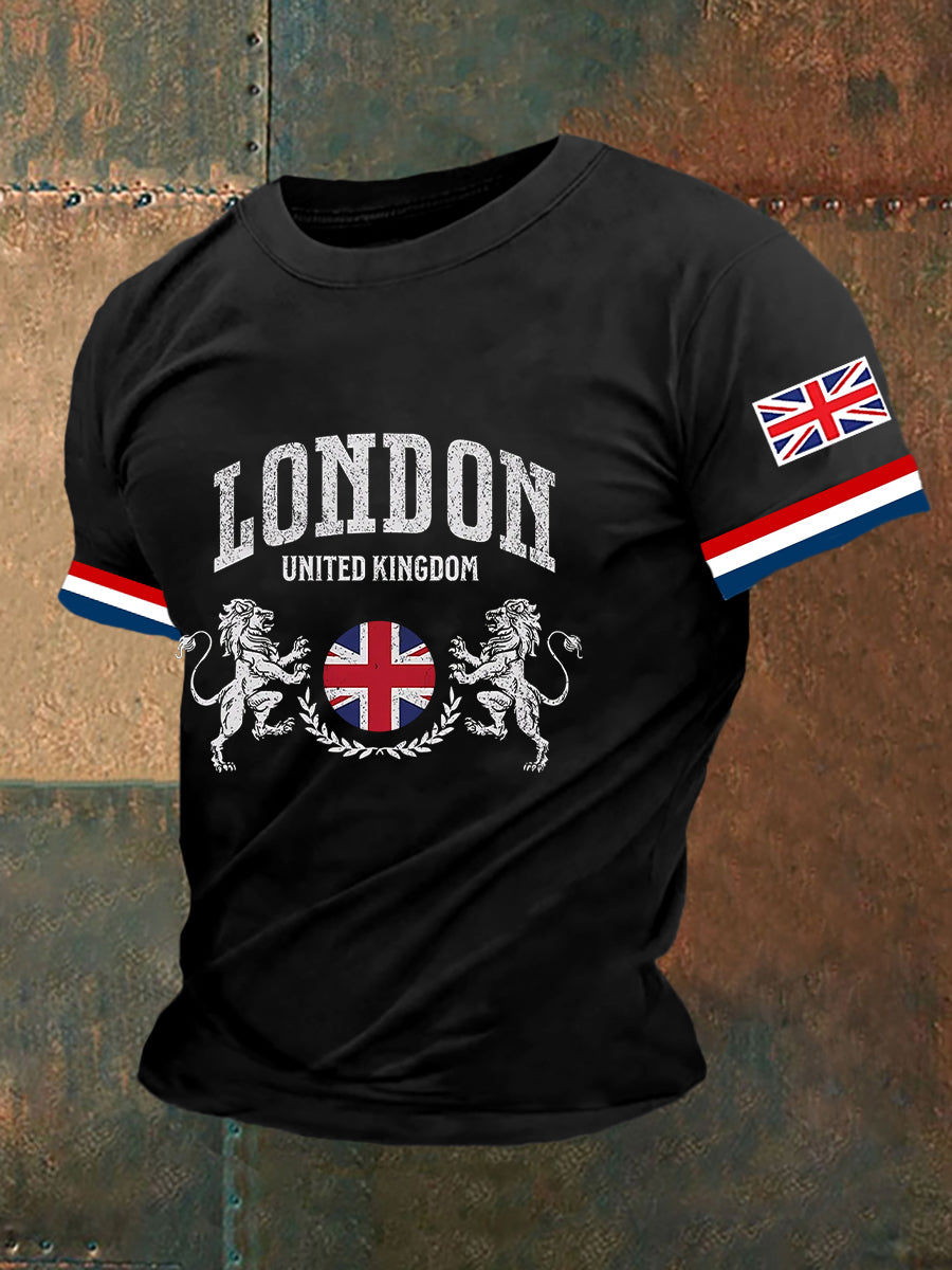 Men's England Flag Printed Short Sleeve T-shirt