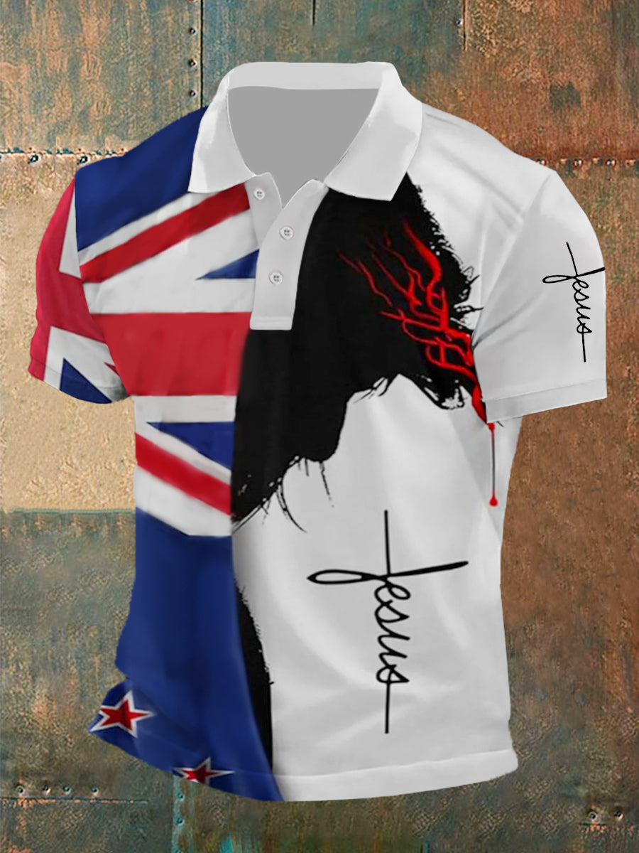 Men's UK Flag Proud To Be British Printed Casual POLO T-shirt