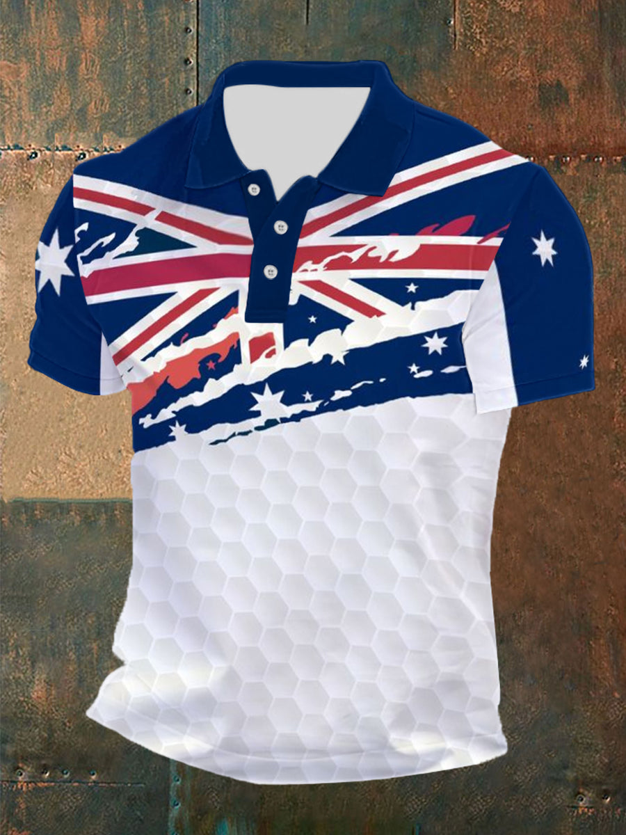 Men's UK Flag Printed Casual POLO T-shirt