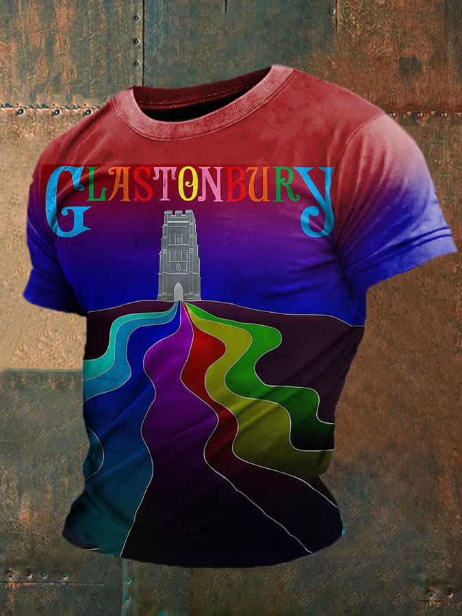 Men's Glastonbury Music Lover Printed T-shirt