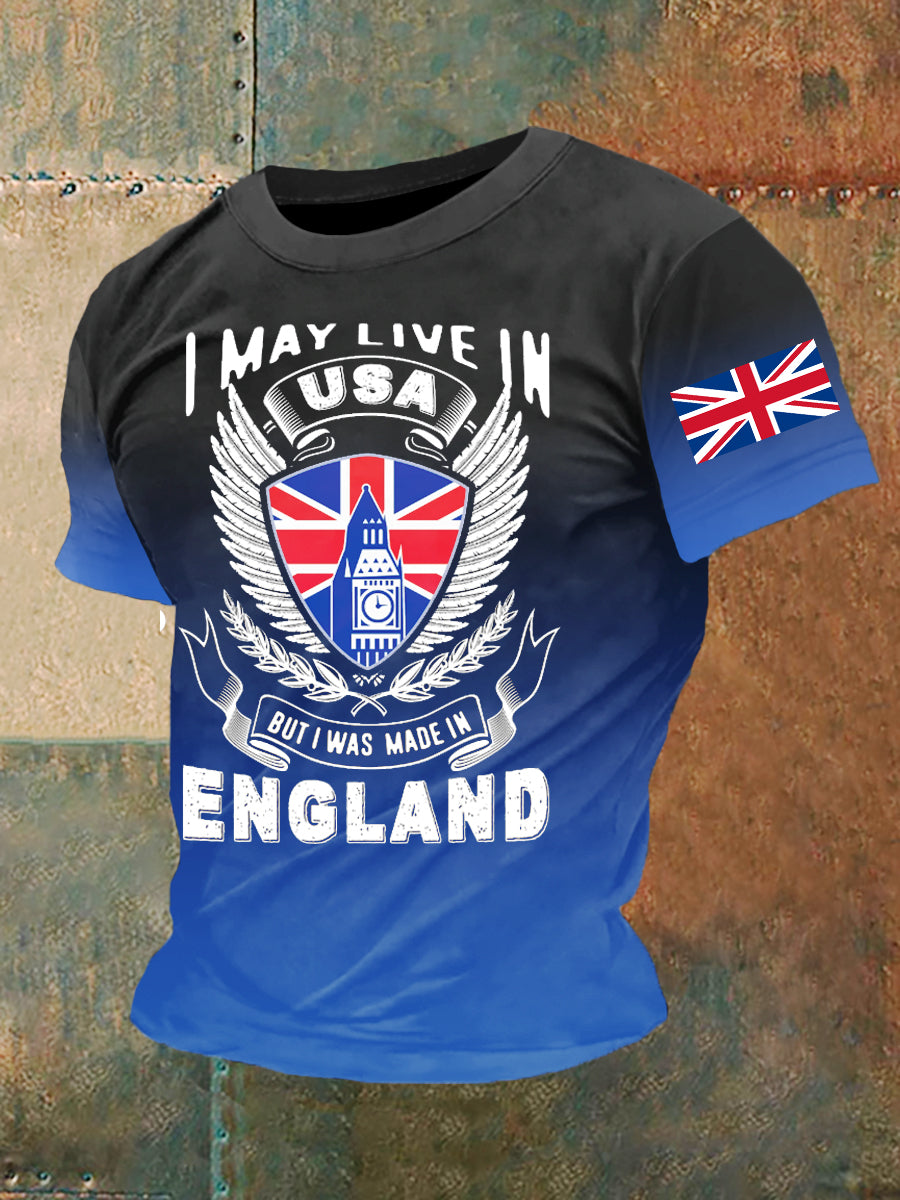 Men's England Print Casual Tee