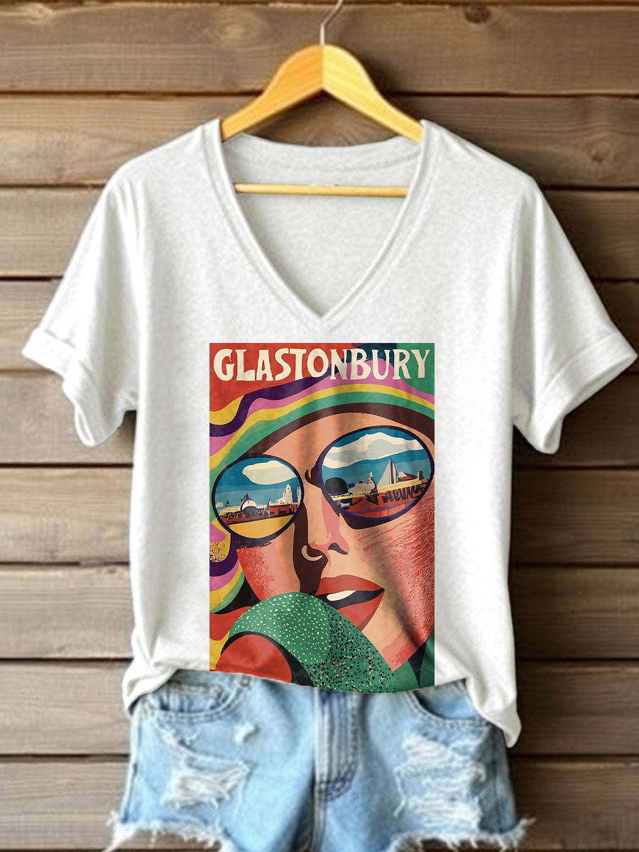 Women's Glastonbury Music Lover Printed T-shirt