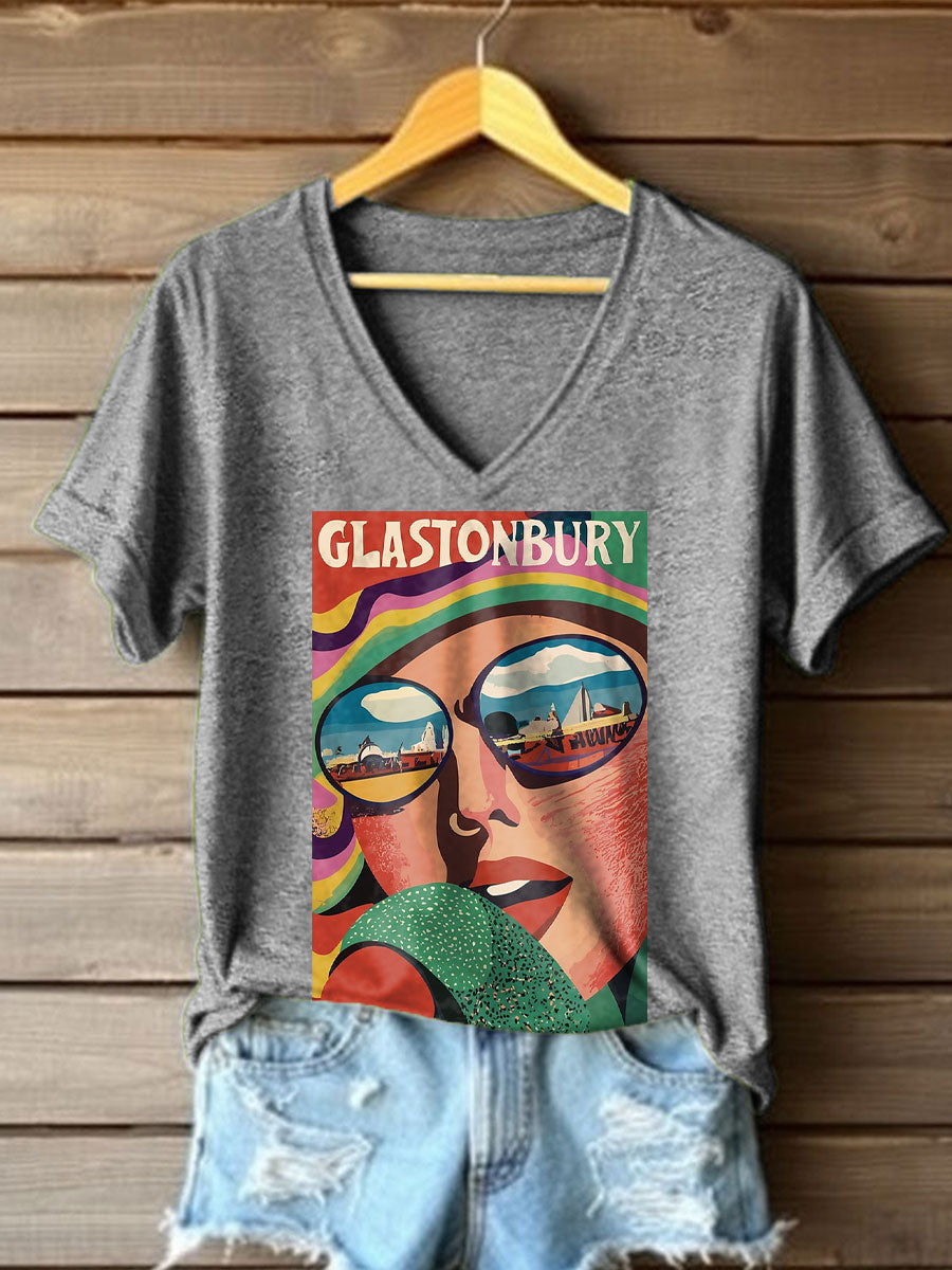 Women's Glastonbury Music Lover Printed T-shirt