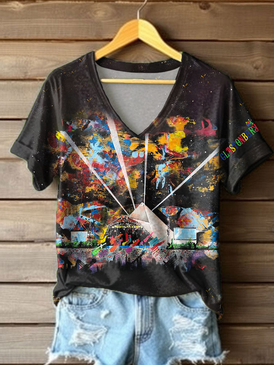 Women's Glastonbury Music Lover Printed T-shirt