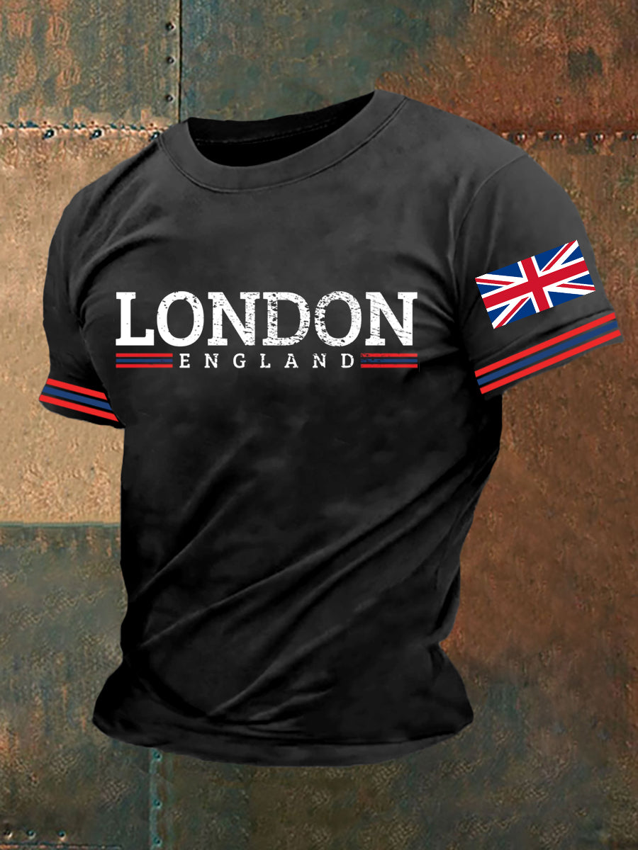 Men's England Print Casual Tee