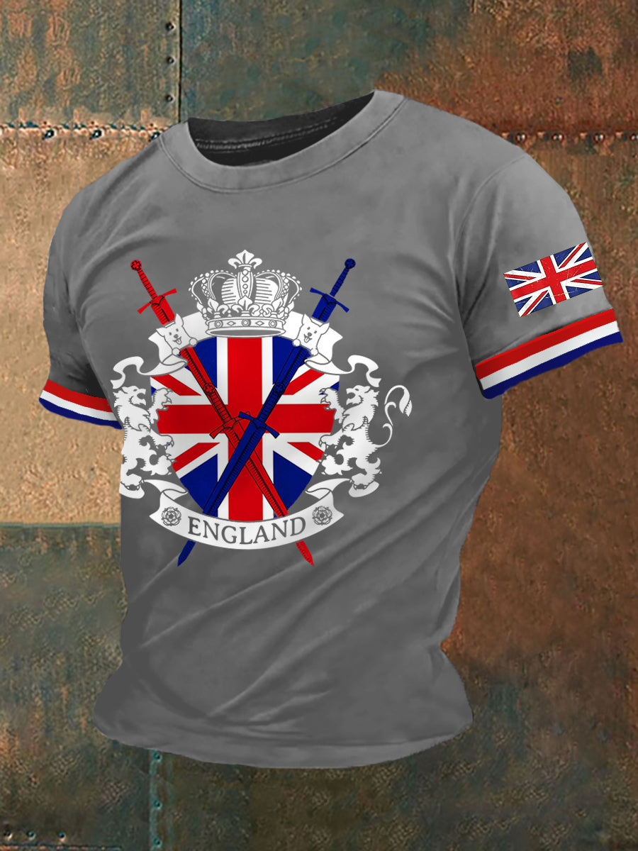 Men's England Print Casual Tee