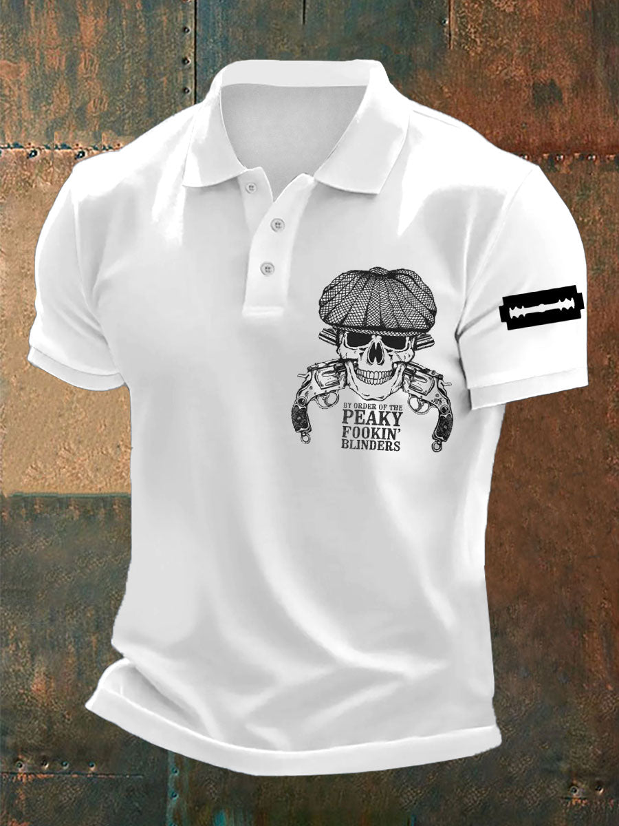 Men's English Culture Printed Polo Shirt