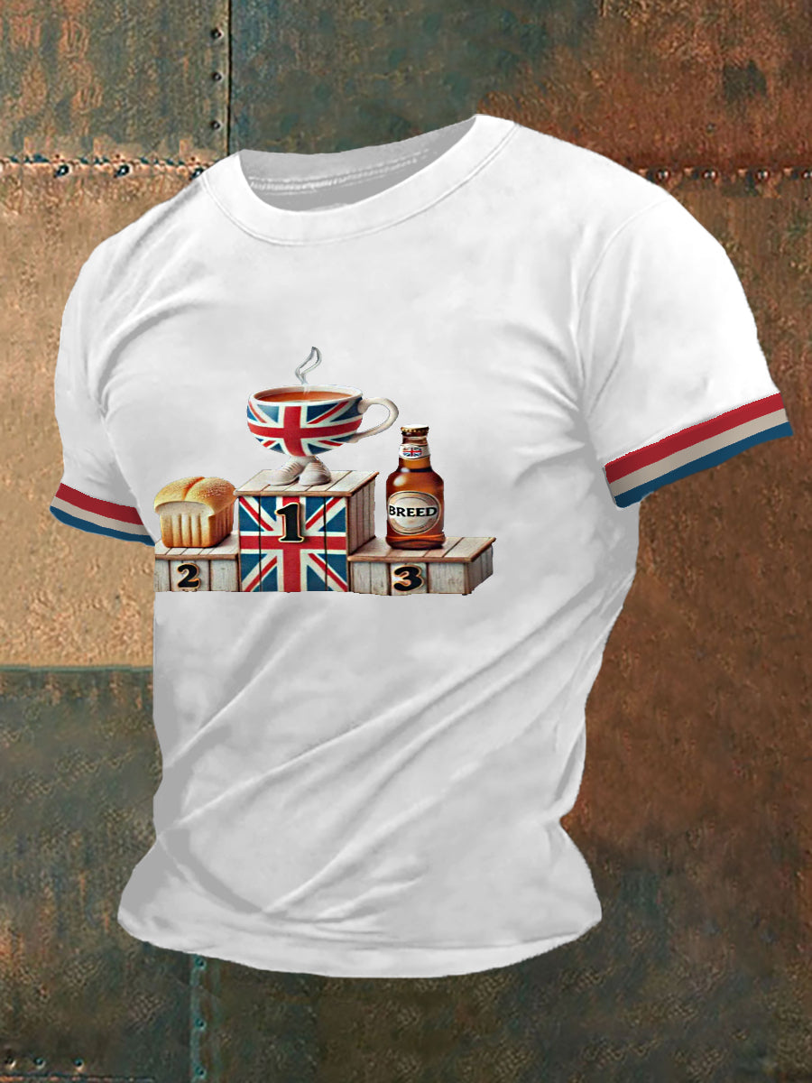 Men's Funny British Culture Print Casual Tee