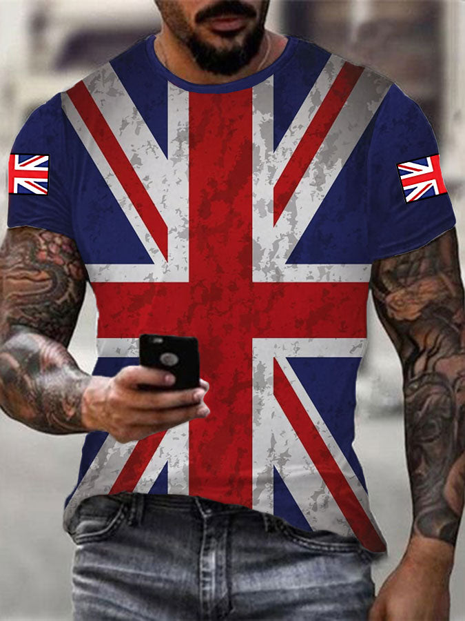 Men's UK Flag Printed Casual Short Sleeve T-shirt