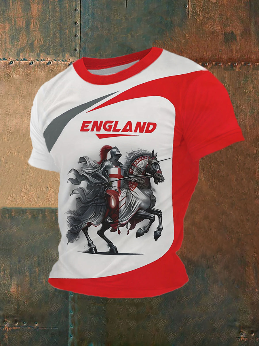 Men's England Flag Printed Casual T-Shirt