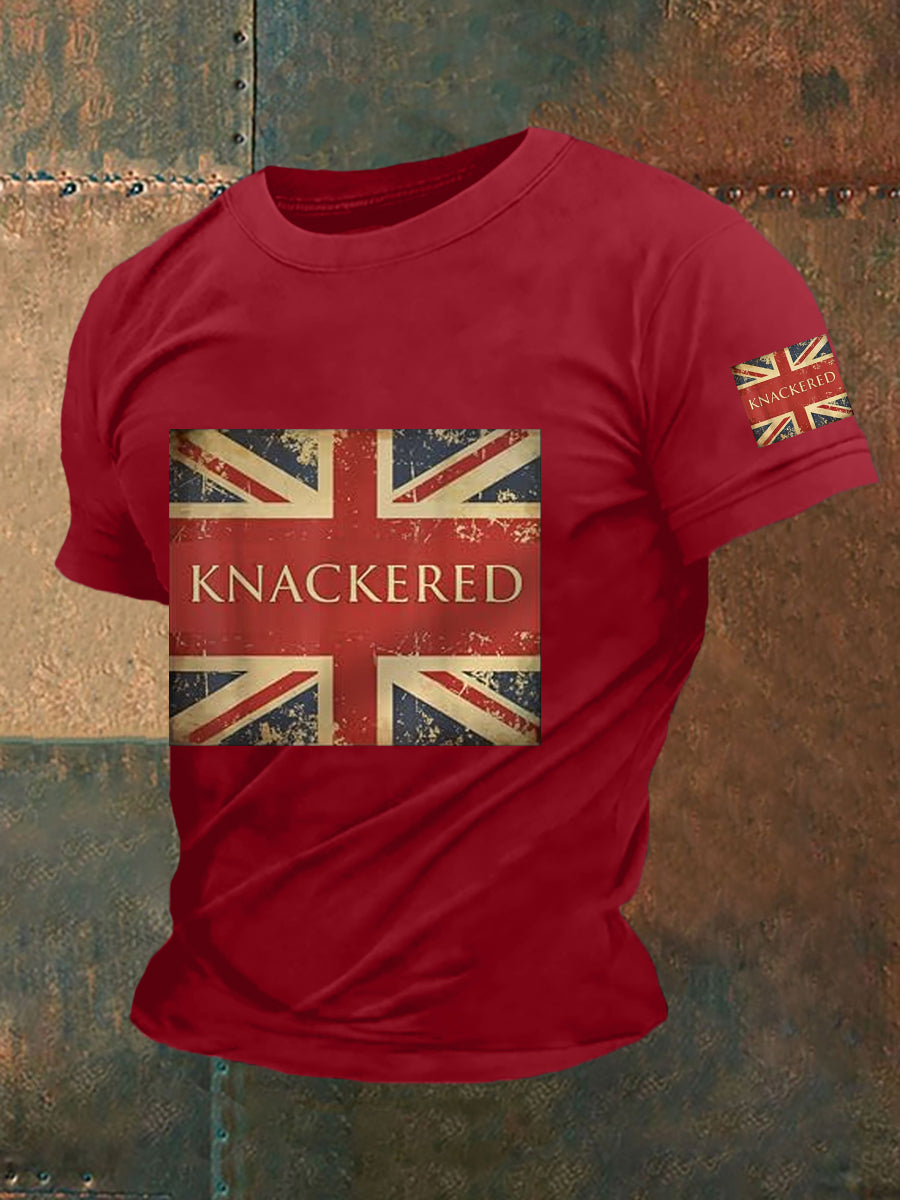 Men's Slang Knackered UK Flag Print Casual Tee