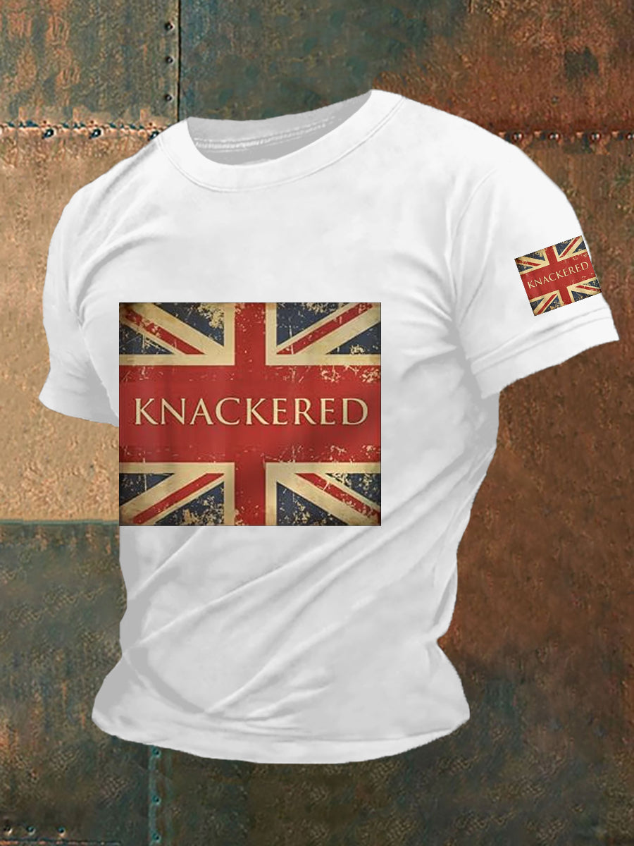 Men's Slang Knackered UK Flag Print Casual Tee