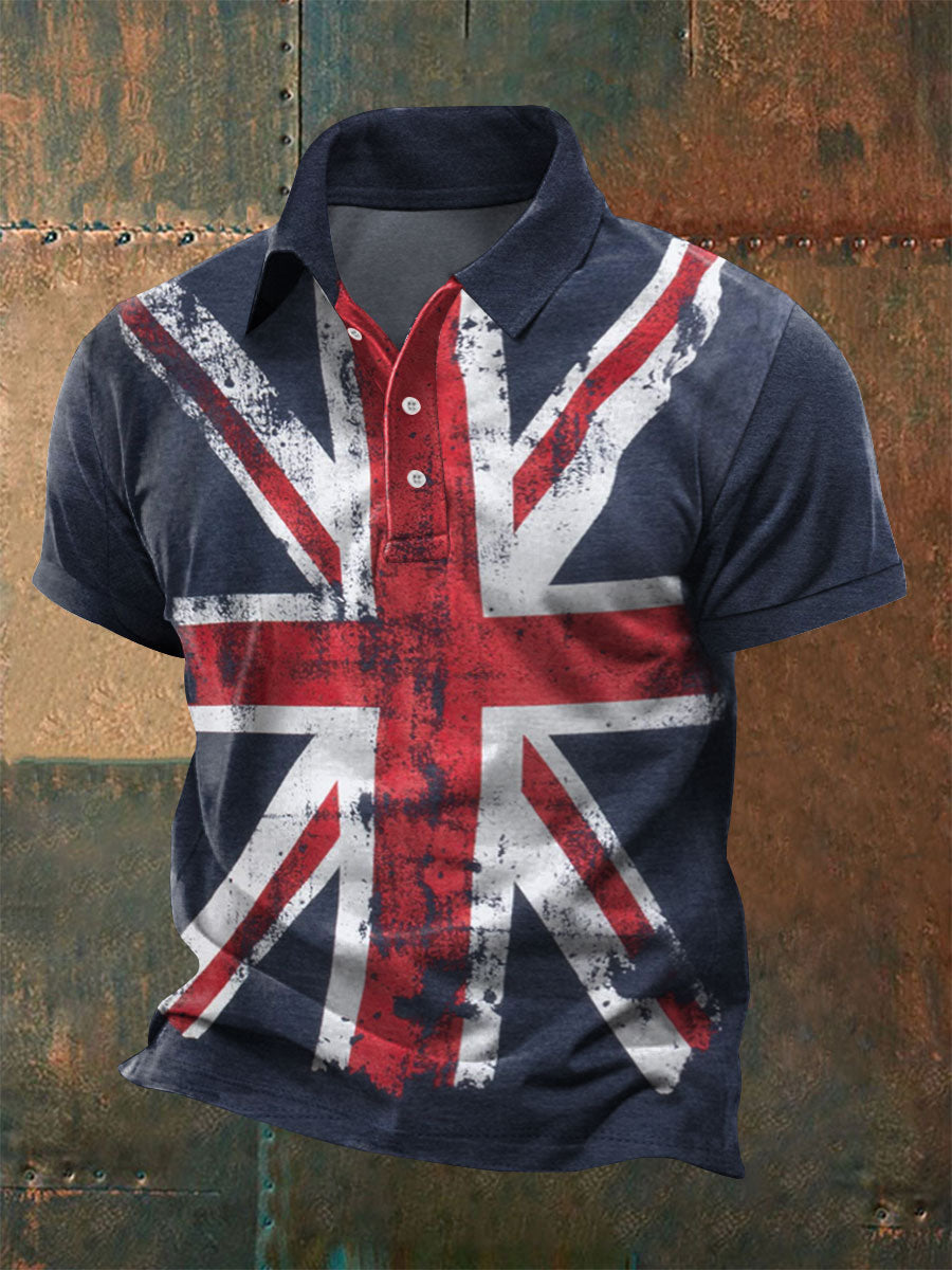 Men's British flag-print polo shirts