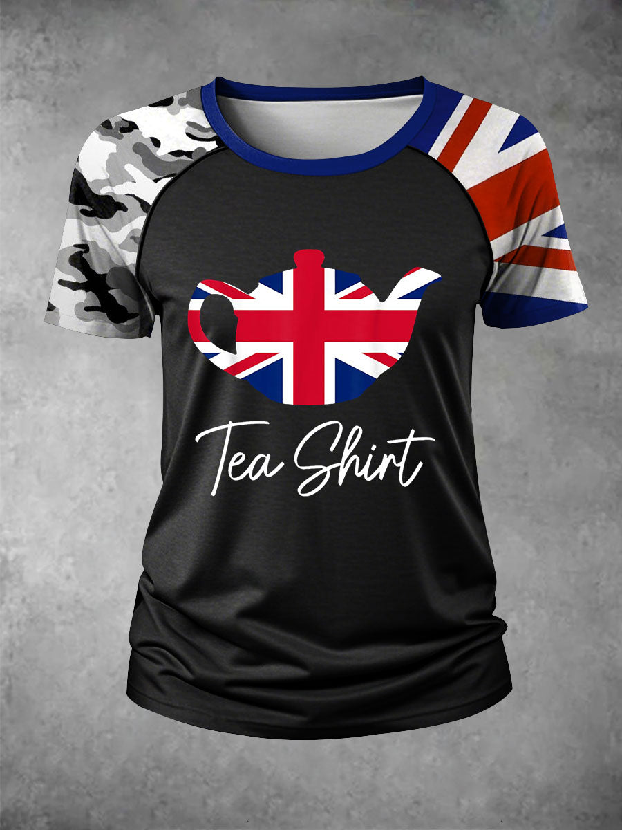 Women's English Teapot Union Jack commemorative T-shirts