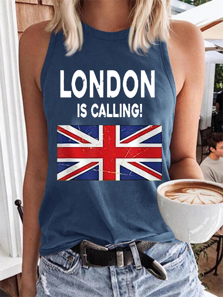 Women's London Is Calling! England Flag Print Casual Vest