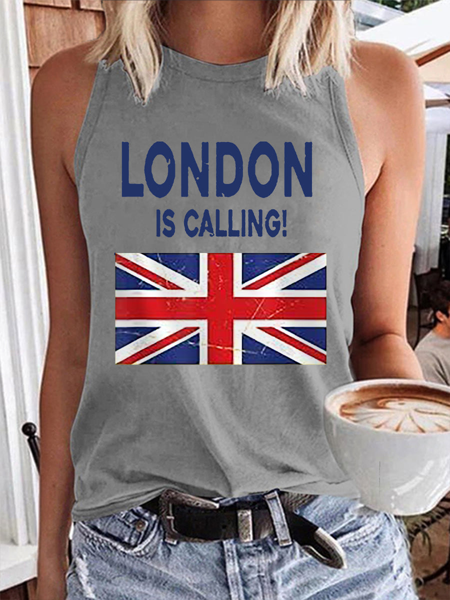 Women's London Is Calling! England Flag Print Casual Vest
