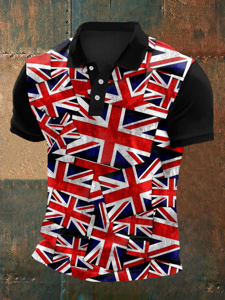 Men's UK Flag Print Casual Polo