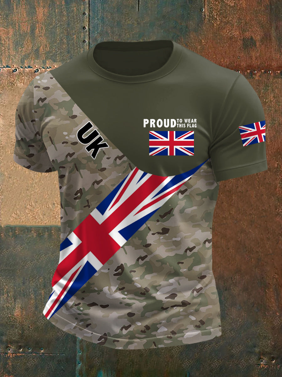 Men's Proud To Wear This Flag UK Flag Camouflage Print Casual Tee