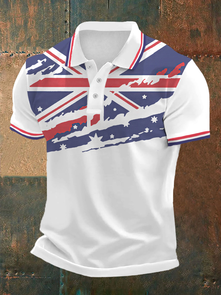 Men's UK Flag Print Casual Polo
