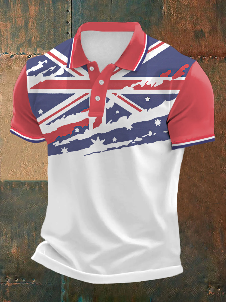 Men's UK Flag Print Casual Polo