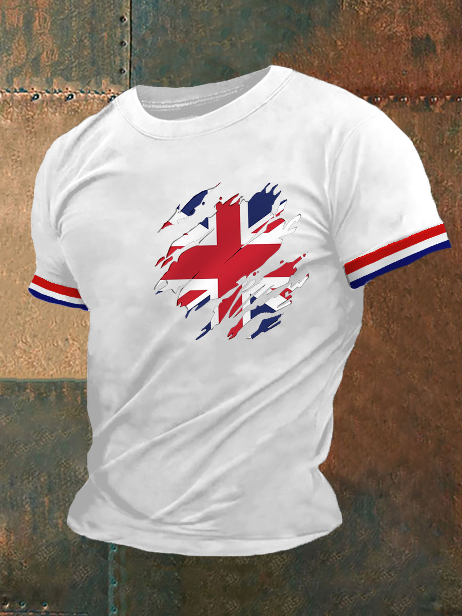 Men's UK Flag Print Casual Tee