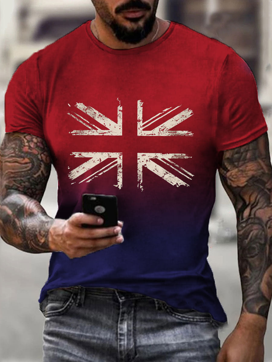 Men's Union Jack Print Casual T-shirt