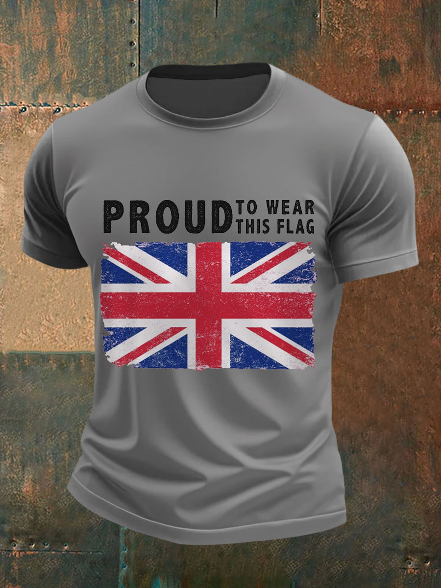 Men's Proud To Wear This Flag UK Flag Print Casual Tee