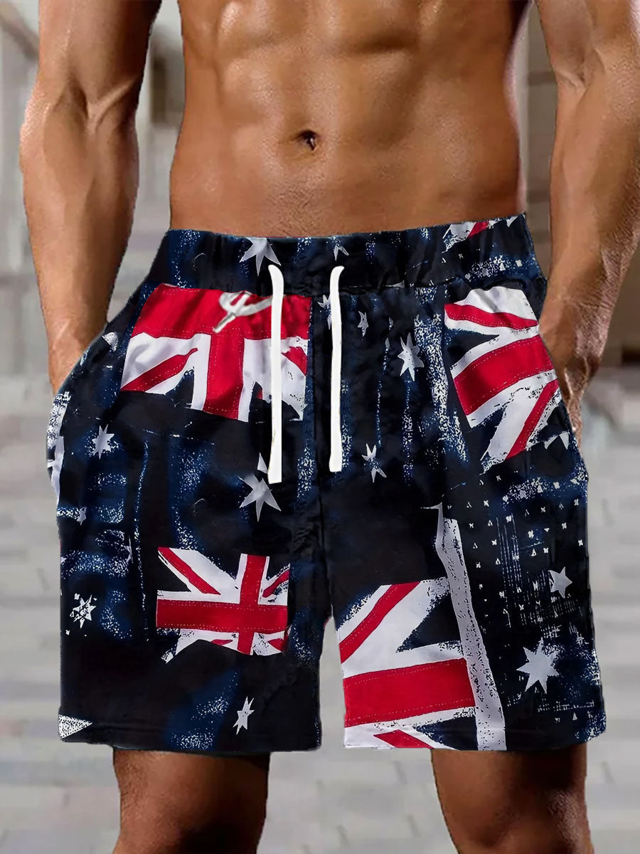Men's Union Jack Print Casual Shorts