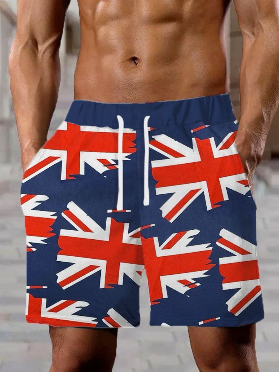 Men's Union Jack Print Casual Shorts