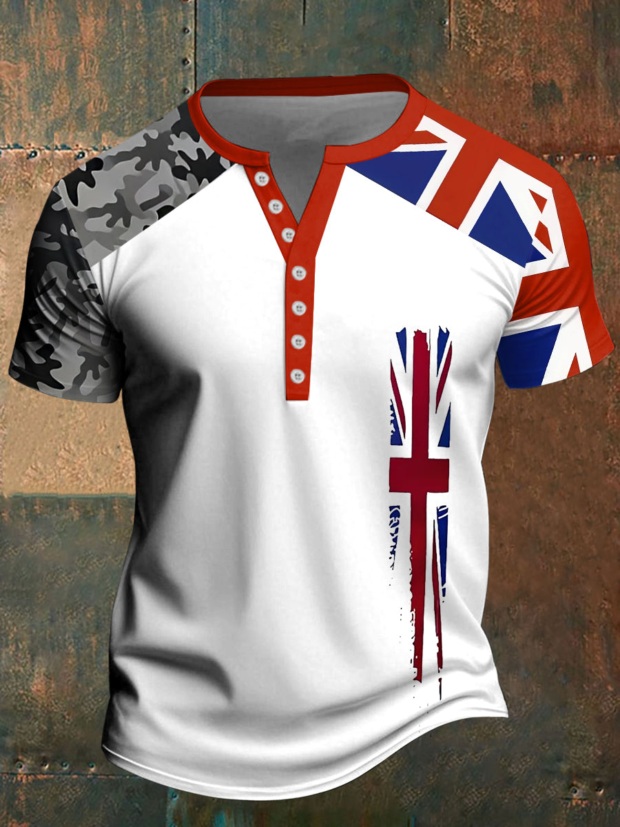 Men's Union Jack Casual Henley Shirt