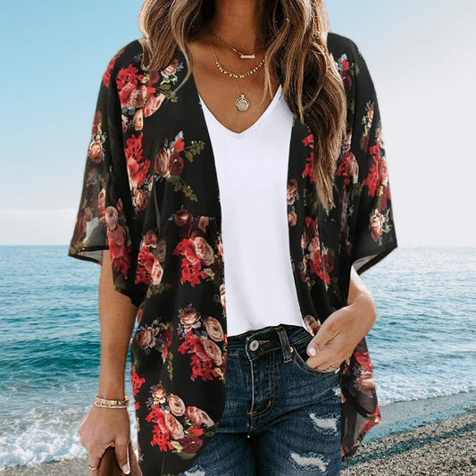 Summer Cool Flowy Floral Sunscreen Shirt