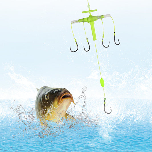 Outdoor Fluorescent Floating Fishing Set with 5 Barbed Hooks