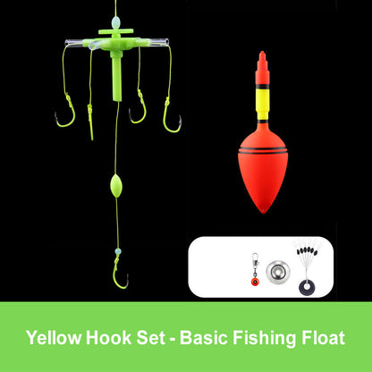 Outdoor Fluorescent Floating Fishing Set with 5 Barbed Hooks