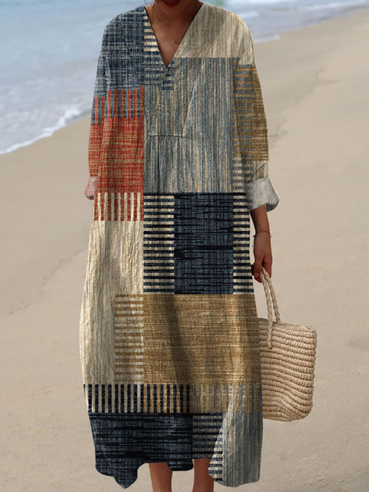 Women's Vintage Boho Geometry Art Print Casual Dress