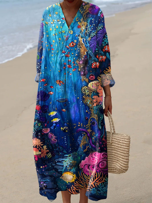Women's Ocean Fish Art Print Dress